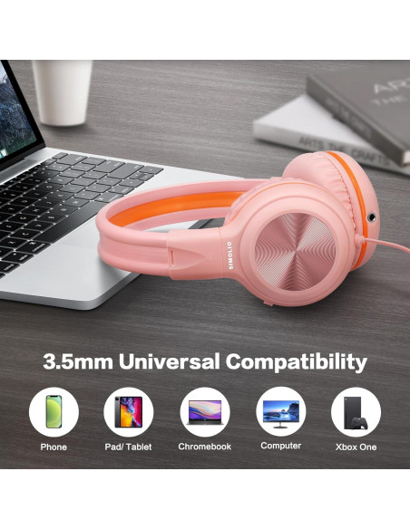 Auriculares con Cable SIMOLIO para Niños Rosa con Micrófono Auriculares con Cable SIMOLIO para Niños Rosa con Micrófono