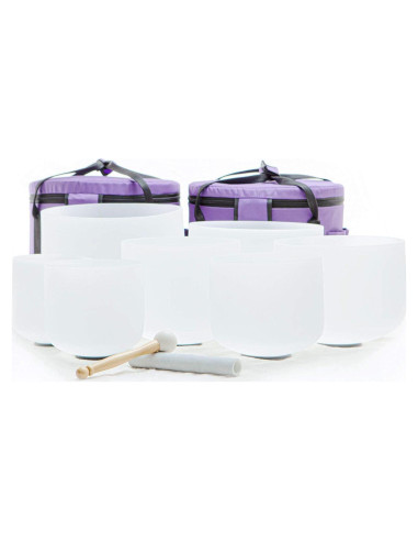 Set de 7 Cuencos de Canto de Cristal Leize 432hz 15-30 cm