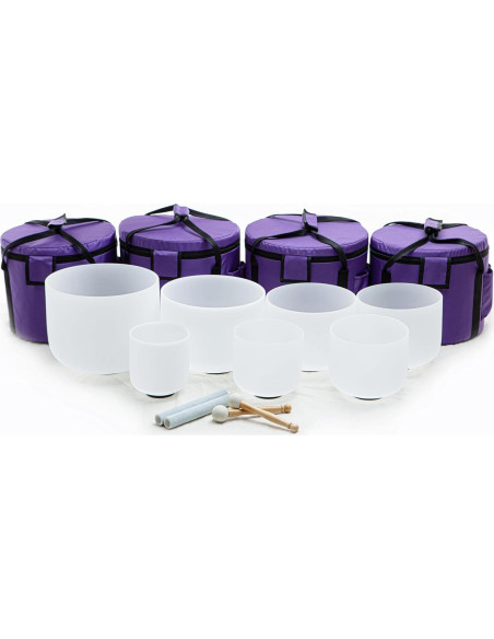 Set de 7 Cuencos de Canto de Cristal Leize 432hz 15-30 cm Set de 7 Cuencos de Canto de Cristal Leize 432hz 15-30 cm