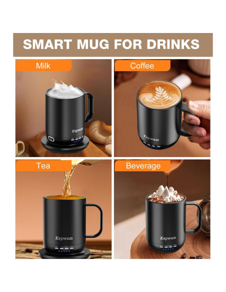 Taza de café autocalentable Kepwam 16oz - Control por APP Taza de café autocalentable Kepwam 16oz - Control por APP