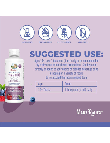 Vitamina D3 Liposomal MaryRuth 4000 UI | Vegano | 45 Porciones Vitamina D3 Liposomal MaryRuth 4000 UI | Vegano | 45 Porciones