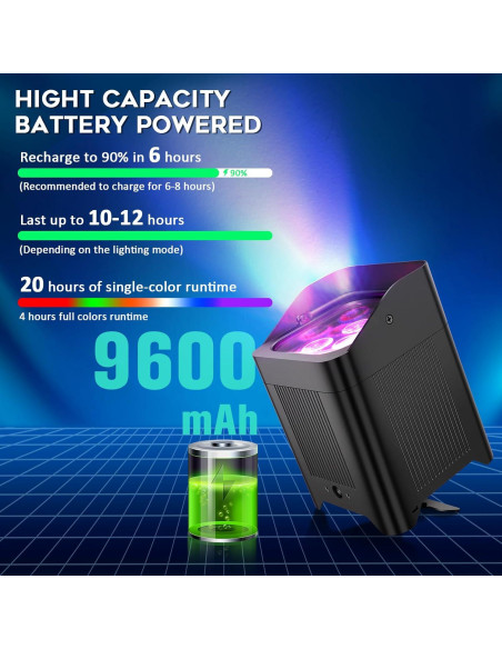 Luz Par Inalámbrica Recargable OPPSK 108W RGBWA+UV 9600mAh Luz Par Inalámbrica Recargable OPPSK 108W RGBWA+UV 9600mAh