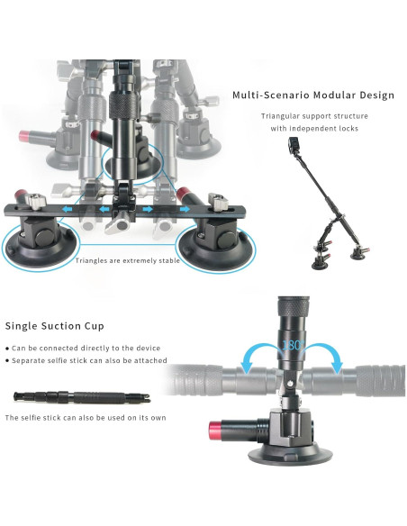 Soporte para coche 2 en 1 FIFIELD con triple ventosa 360 Soporte para coche 2 en 1 FIFIELD con triple ventosa 360