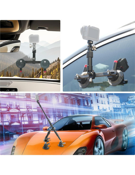 Soporte para coche 2 en 1 FIFIELD con triple ventosa 360 Soporte para coche 2 en 1 FIFIELD con triple ventosa 360