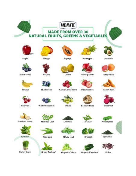 Gomitas de Frutas y Verduras Sin Azúcar VIDAVITE 60 Unidades Gomitas de Frutas y Verduras Sin Azúcar VIDAVITE 60 Unidades