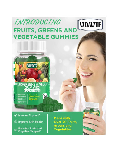 Gomitas de Frutas y Verduras Sin Azúcar VIDAVITE 60 Unidades