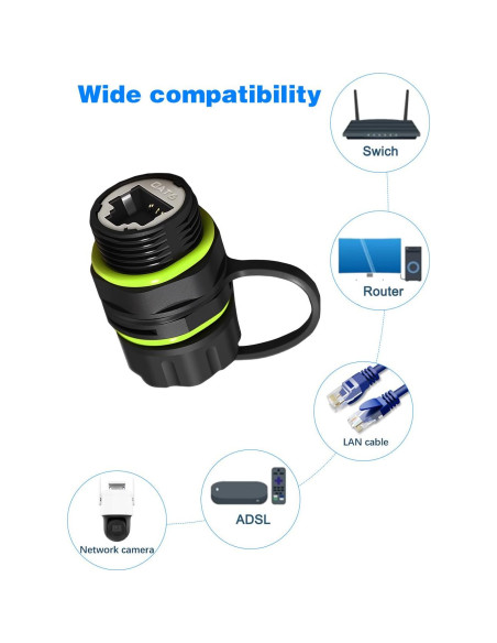 Acoplador RJ45 Impermeable Duttek IP68 Cat6 Femenino a Femenino Acoplador RJ45 Impermeable Duttek IP68 Cat6 Femenino a Femenino