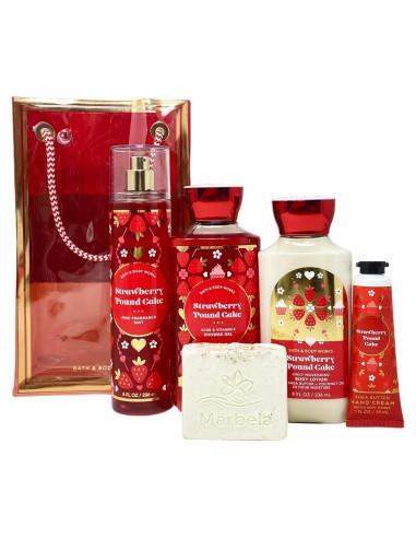Conjunto de Regalo Deluxe Bath & Body Works Pastel de Fresa