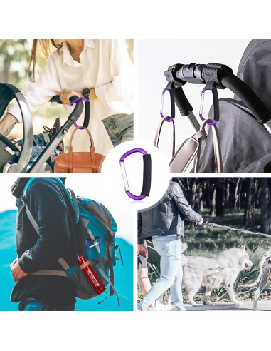 Gancho Carabiner JIALEEY para Cochecito 2 Pcs Púrpura