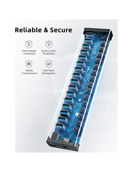 Hub USB 3.2 de 16 Puertos AGEEN 10Gbps con Adaptador 96W Hub USB 3.2 de 16 Puertos AGEEN 10Gbps con Adaptador 96W