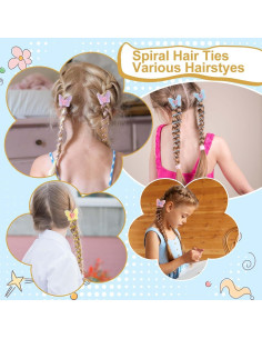 8 Cabos de Pelo en Espiral Tyqour con Diseños de Mariposas 2