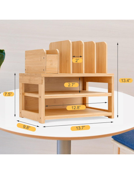 Organizador de Escritorio Homde de Bambú 3 Niveles Ajustable Organizador de Escritorio Homde de Bambú 3 Niveles Ajustable