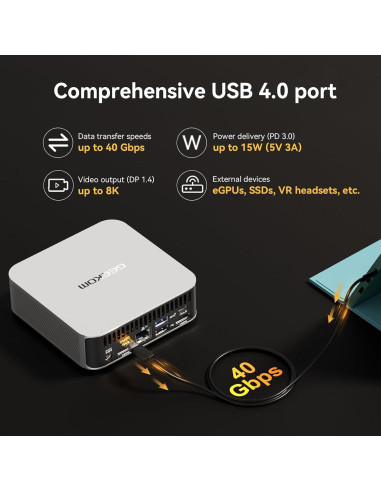 Mini PC GEEKOM A8, Ryzen 9 8945HS, 32GB RAM, 2TB SSD