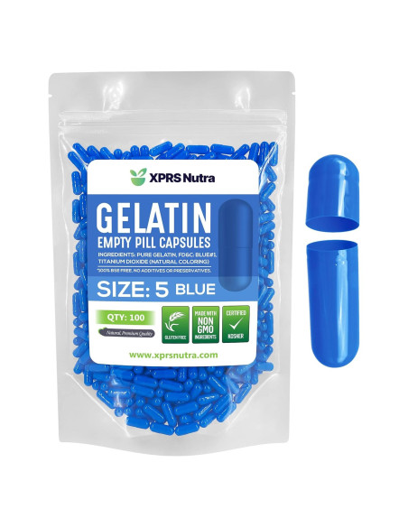 Cápsulas Vacías Gelatina Tamaño 5 XPRS Nutra 100 Unidades Cápsulas Vacías Gelatina Tamaño 5 XPRS Nutra 100 Unidades