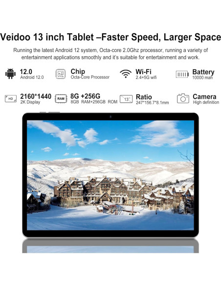 Tableta Veidoo T80 Plus 13" FHD 2K 16GB RAM 256GB ROM Tableta Veidoo T80 Plus 13" FHD 2K 16GB RAM 256GB ROM