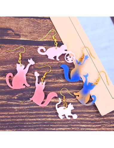 Moldes de Aretes de Resina FineInno 3 Pcs Silicona Gato