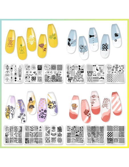 Kit de Estampado de Uñas Biutee 12 Placas + Estampador + Raspador Kit de Estampado de Uñas Biutee 12 Placas + Estampador + Raspador