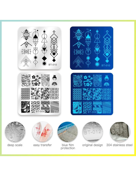 Kit de Estampado de Uñas Biutee 12 Placas + Estampador + Raspador Kit de Estampado de Uñas Biutee 12 Placas + Estampador + Raspador