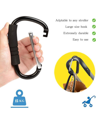 Ganchos para Cochecito Funbliss - Organizador de Bolsas Negro