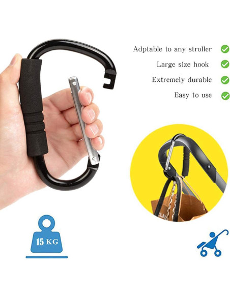 Ganchos para Cochecito Funbliss - Organizador de Bolsas Negro Ganchos para Cochecito Funbliss - Organizador de Bolsas Negro