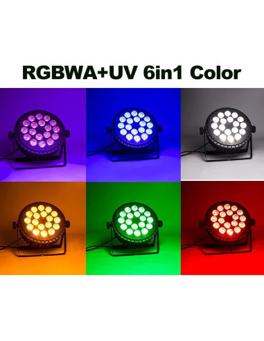 SHEHDS Luz LED Par 18x18W RGBWA+UV Efecto Estroboscópico