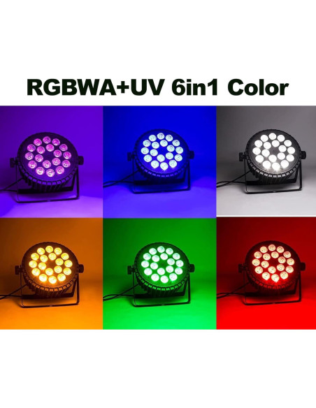 SHEHDS Luz LED Par 18x18W RGBWA+UV Efecto Estroboscópico SHEHDS Luz LED Par 18x18W RGBWA+UV Efecto Estroboscópico