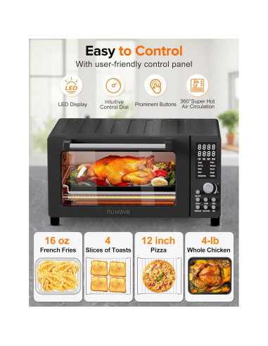 Horno Tostador Nuwave Bravo Pro 21QT 12-en-1 Negro