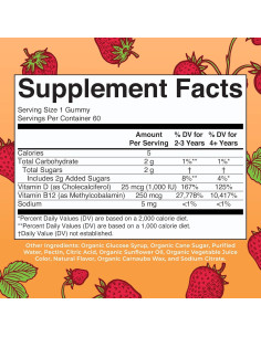 Gomitas Orgánicas de Vitamina D3 y B12 MaryRuth 60 Porciones 2