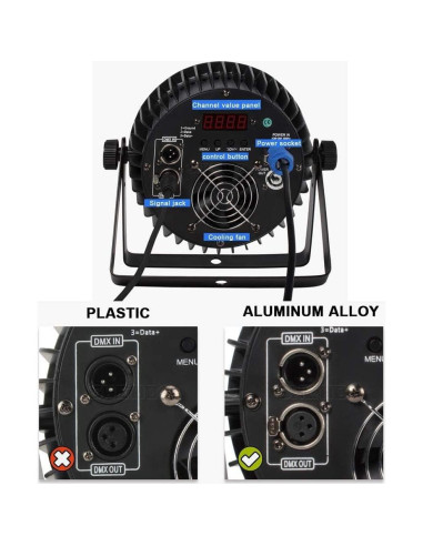 SHEHDS Luz LED Par 18x18W RGBWA+UV Efecto Estroboscópico