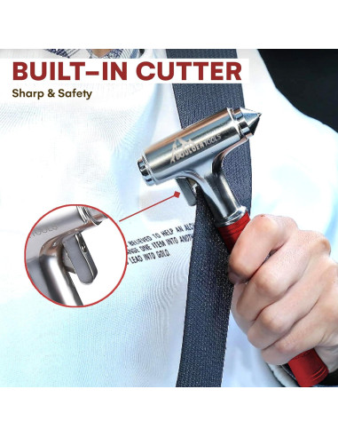 Martillo de Seguridad Boulder Tools - Rompe Ventanas y Cortador de Cinturón - Emergencia Coche