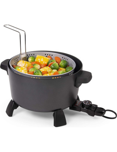 Olla de Cocina Presto XL 10 Qt, Vaporera y Freidora Negra