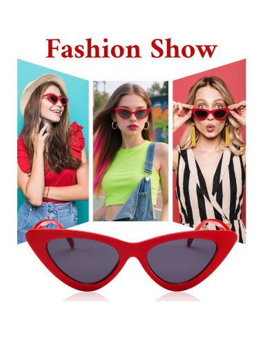 Gafas de sol cat eye vintage PLULON rojas para adultos y niños