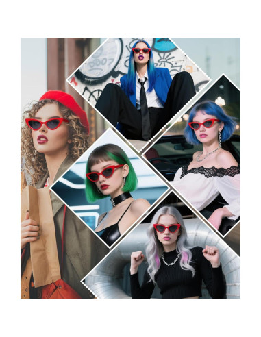Gafas de sol cat eye vintage PLULON rojas para adultos y niños