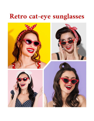 Gafas de sol cat eye vintage PLULON rojas para adultos y niños