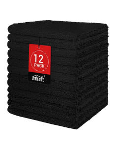Toallas de Microfibra HOMEXCEL Negras 12 Unidades 30x30 cm