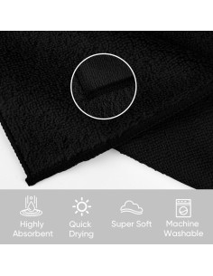 Toallas de Microfibra HOMEXCEL Negras 12 Unidades 30x30 cm 2