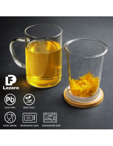 Taza Infusora de Té Lezero de Vidrio Borosilicato 450ml
