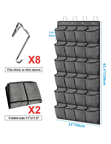 Organizador de Zapatos Homyfort 48 Bolsillos Negro 2 Paquetes