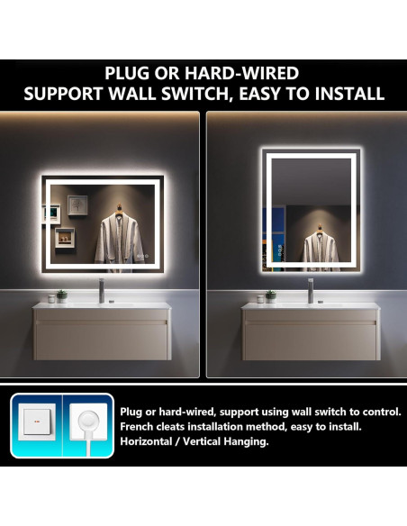 Espejo de Baño LED Yeelait 101.6x81.3 cm Antivaho 3 Colores Espejo de Baño LED Yeelait 101.6x81.3 cm Antivaho 3 Colores