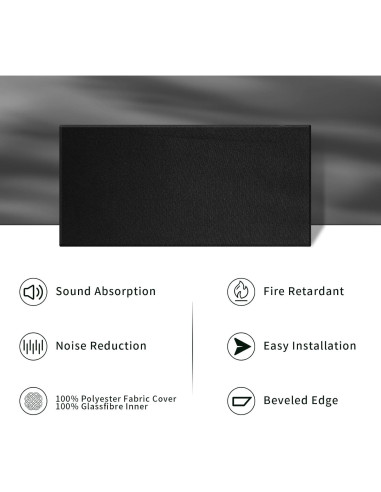 Panel Acústico Negro 60x30 cm - Paquete de 2 Absorbentes de Sonido