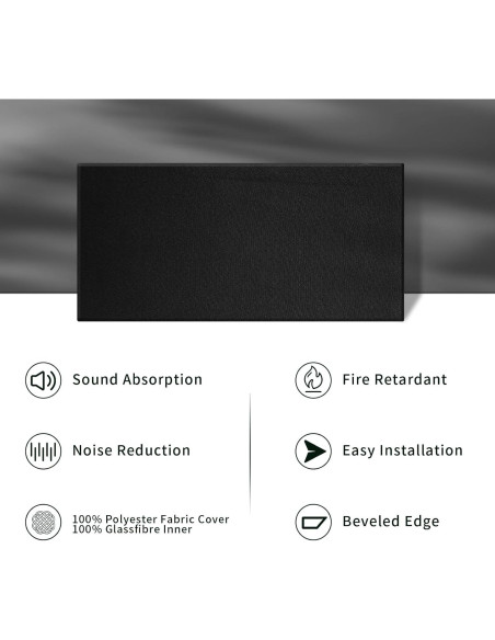 Panel Acústico Negro 60x30 cm - Paquete de 2 Absorbentes de Sonido Panel Acústico Negro 60x30 cm - Paquete de 2 Absorbentes de Sonido