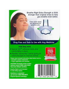 Tiras Nasales Breathe Right Extra Fuerte 78 Unidades 2