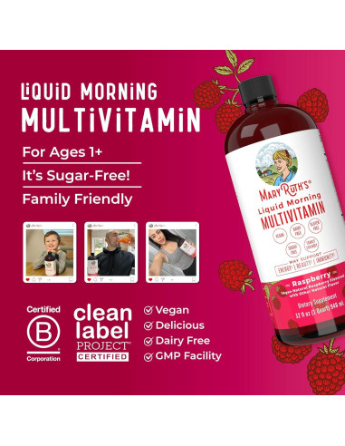 Multivitamina Líquida Matutina MaryRuth 946ml Frambuesa Vegana