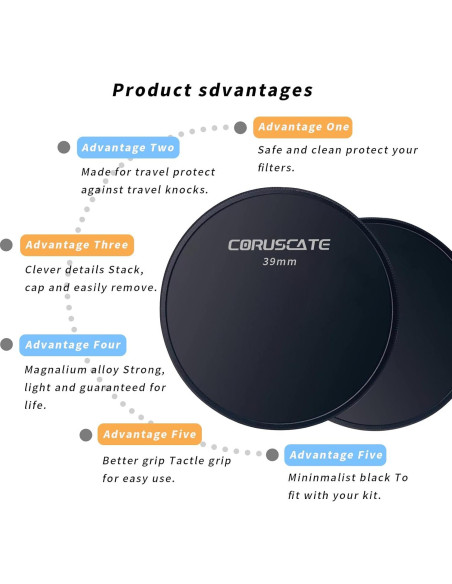 Tapa de Filtro de Lente de Metal Bojun 39mm + Paño de Limpieza Tapa de Filtro de Lente de Metal Bojun 39mm + Paño de Limpieza