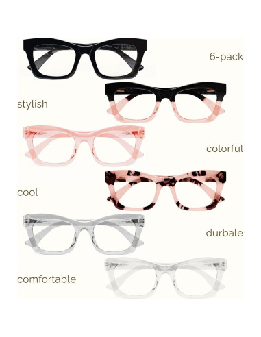 Gafas de lectura CCVOO para mujeres, anti luz azul, 5.0x