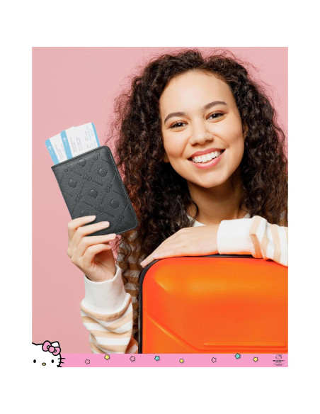 Funda de Pasaporte Hello Kitty Negra Licencia Oficial para Viajes Funda de Pasaporte Hello Kitty Negra Licencia Oficial para Viajes