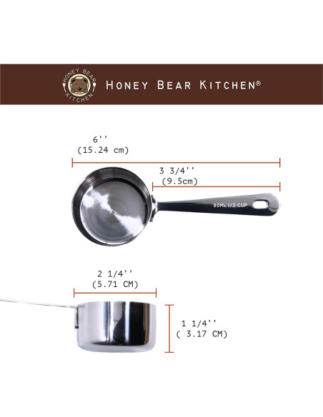 Cucharas Medidoras 1/3 Taza 80 ml Honey Bear Kitchen Acero Inoxidable Cucharas Medidoras 1/3 Taza 80 ml Honey Bear Kitchen Acero Inoxidable