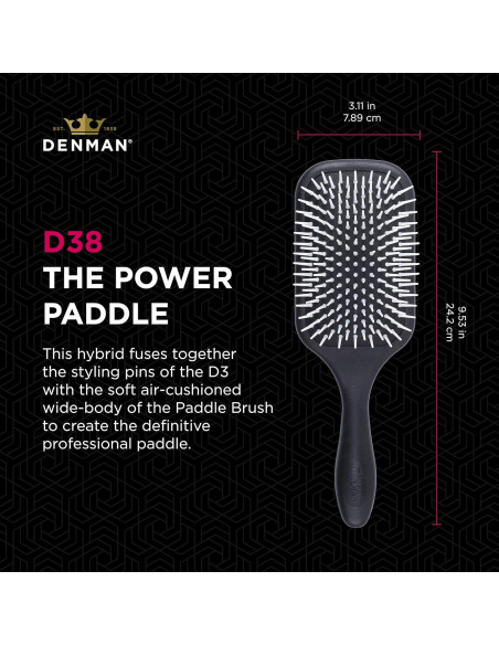 Cepillo Desenredante Denman Power Paddle D38 - Blanco, 27x8cm Cepillo Desenredante Denman Power Paddle D38 - Blanco, 27x8cm