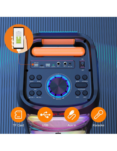 Máquina de Karaoke JYX-T9 con 2 Micrófonos Inalámbricos 500W
