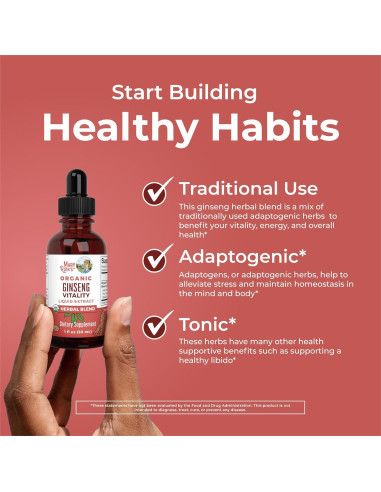 Suplemento Herbal MaryRuth Organics 29.57 ml Ginseng Ashwagandha